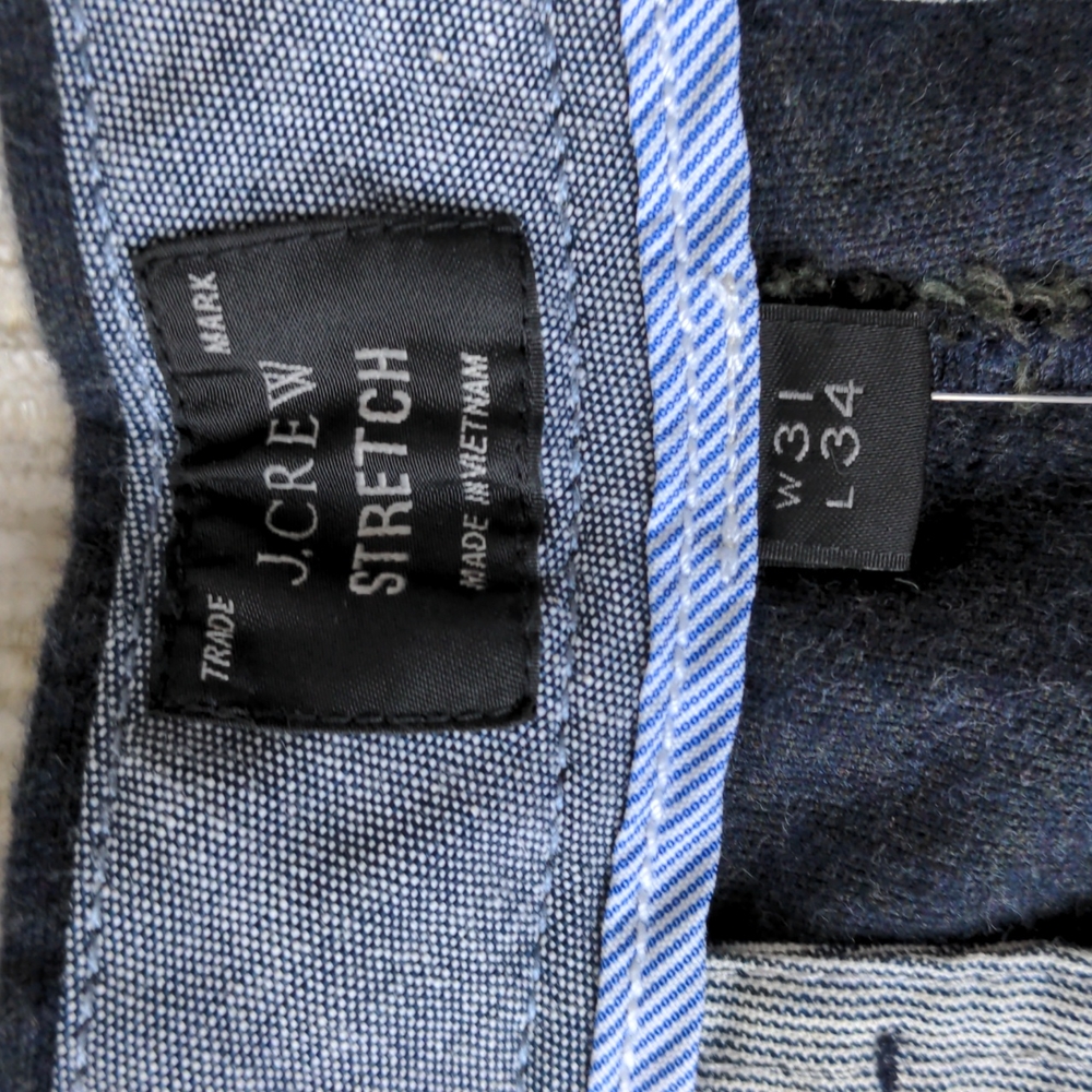 J Crew 484 Slim Fit 31 x 34 Brushed Twill Pants New Dark Green Navy Blue Chino - Picture 4 of 10